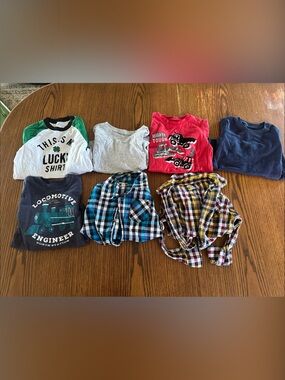 Assorted Boys' long sleeve Shirt Bundle - Green, Blue, Gray, Red, Navy, Plaid